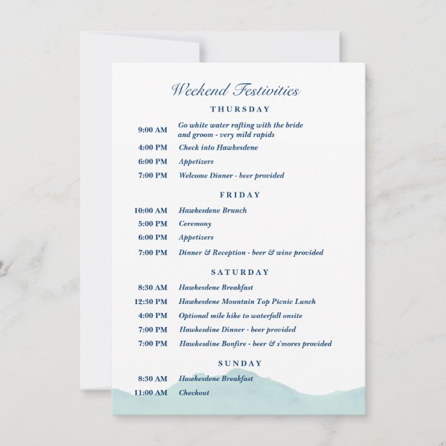 Ashley & Nolan's Wedding Schedule 1 Invitation (Front)
