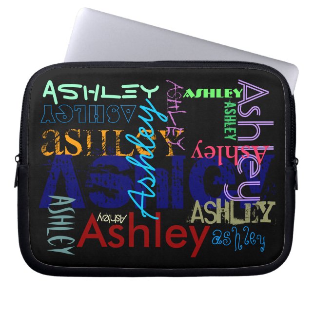 Ashley repeating 6 Letters  Neoprene Laptop Sleeve (Front)