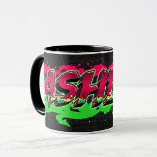 Ashley Vorname Name Graffiti red green Tasse Mug