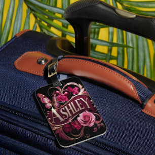 Ashley's Floral Heart Luggage Tag