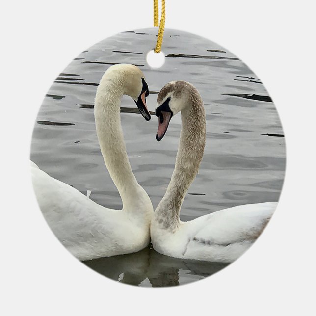 Ashley's Swans In Love ornament personalized (Front)