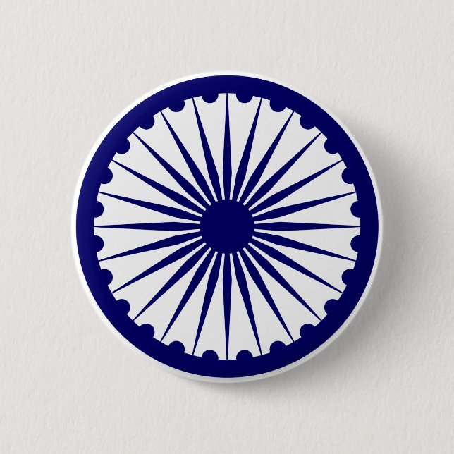 Ashoka's Dharma Chakra 2 Inch Round Button (Front)