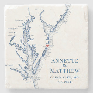 Ashore Oceanfront Wedding Favour Chesapeake Bay Ma Stone Coaster