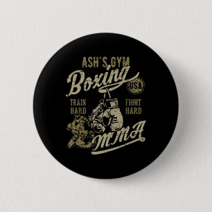 Ash's Gym Boxing Mma Retro Design For The Name Ash 2 Inch Round Button