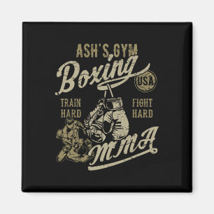 Ash's Gym Boxing Mma Retro Design For The Name Ash Magnet