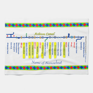Ashton Canal Route UK Waterways Yellow Kitchen Towel