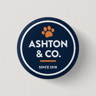 Ashton & Co. K9 Academy 2c Paw Dark 1 Inch Round Button