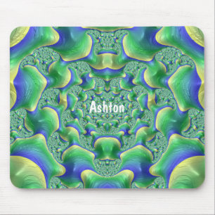 ASHTON ~ Zany Green, Yellow and Blue  Mouse Pad