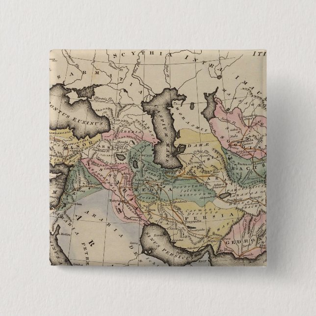 Asia Atlas Map 2 Inch Square Button (Front)