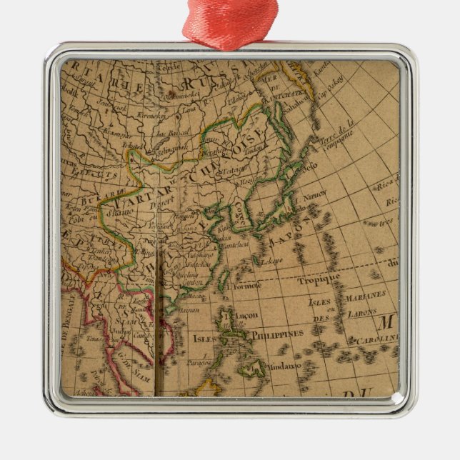 Asia Atlas Map Metal Ornament (Front)