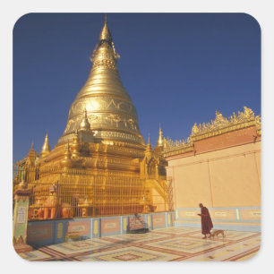 Asia, Burma (Myanmar) Mandalay, Sagaing Hill: Square Sticker