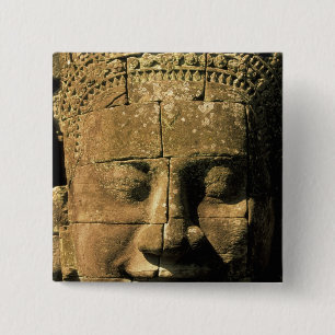 Asia, Cambodia, Siem Reap. Angkor Thom, heads of 2 Inch Square Button