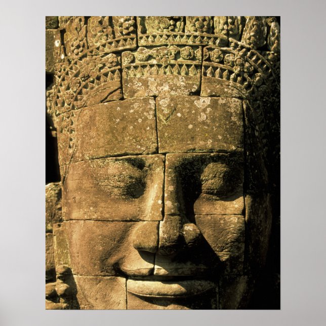Asia, Cambodia, Siem Reap. Angkor Thom, heads of 2 Poster (Front)