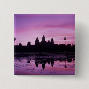 Asia, Cambodia, Siem Reap, Angkor Wat (b. 12th 2 Inch Square Button
