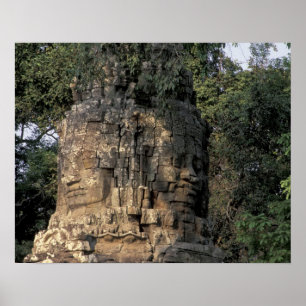 Asia, Cambodia, Siem Reap. Huge stone sculptures Poster