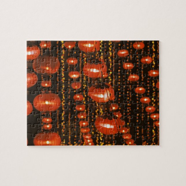 Asia, China, Beijing. Red Chinese lanterns, Jigsaw Puzzle (Horizontal)