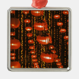 Asia, China, Beijing. Red Chinese lanterns, Metal Ornament