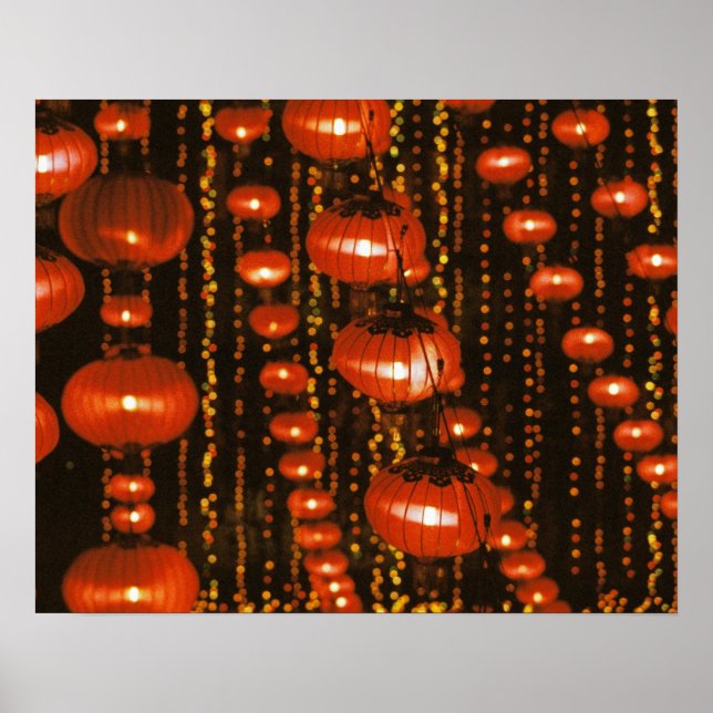 Asia, China, Beijing. Red Chinese lanterns, Poster (Front)