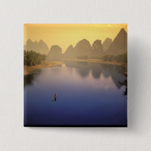 Asia, China, Guangxi Province, Yangshuo. Lone 2 Inch Square Button