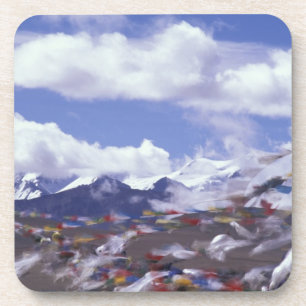 Asia, China, Tibet, Tangla Pass. Prayer flags, Coaster