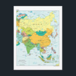 Asia Continent Map Postcard<br><div class="desc">Political map of the continent of Asia,  collect all the mapcards with the continents of the world:</div>