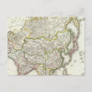 Asia Engraved Map Postcard