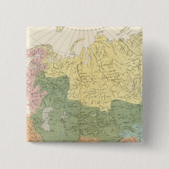 Asia, Europe river systems 2 Inch Square Button (Front)