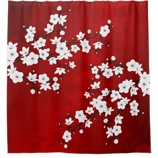 Asia Floral White Cherry Blossom Red (Front)