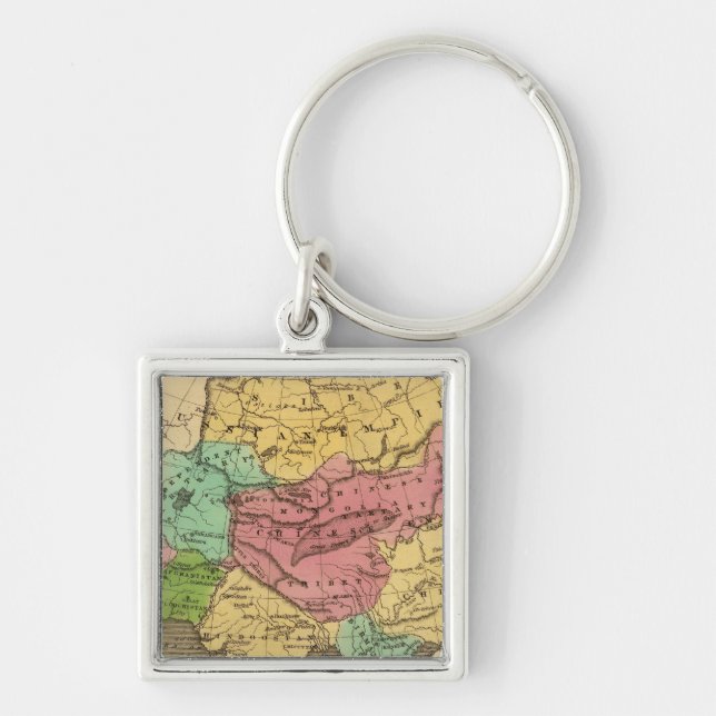 Asia Hand Coloured Atlas Map 2 Keychain (Front)