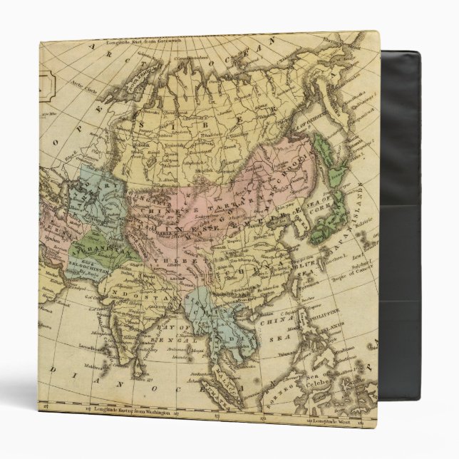 Asia Hand Coloured Atlas Map Binder (Front/Inside)