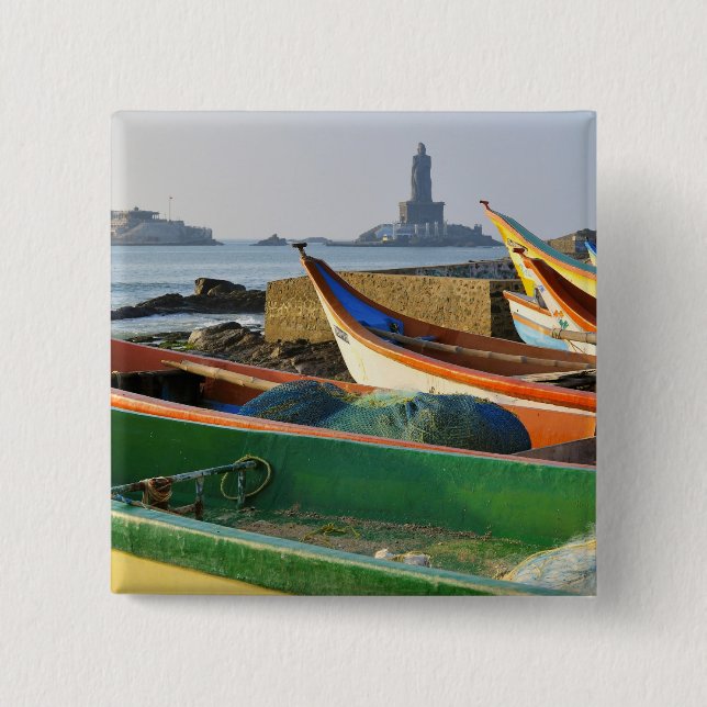 Asia, India, Tamil Nadu, Kanniyakumari 2 2 Inch Square Button (Front)