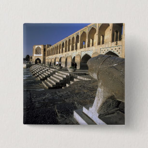 Asia, Iran, Isfahan. Pol-e Khaju Bridge. 2 Inch Square Button
