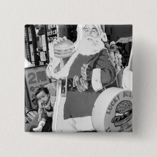 Asia, Japan, Hakodate. Santa Claus in Japan 2 Inch Square Button
