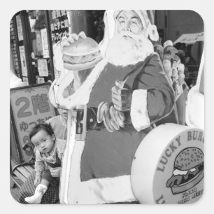 Asia, Japan, Hakodate. Santa Claus in Japan Square Sticker