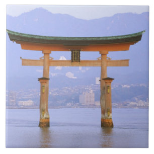 Asia, Japan, Hiroshima. Mivaiima. Torii Gate Tile