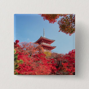 Asia, Japan, Kyoto. Autumn Colour 2 Inch Square Button