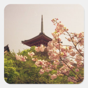 Asia, Japan, Kyoto, Kiyomizu temple in spring Square Sticker
