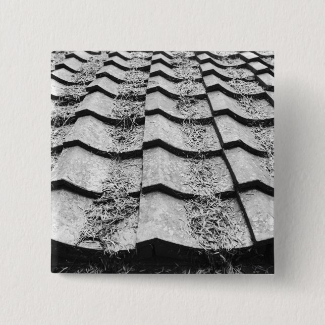 Asia, Japan, Miyajima. Clay roof detail 2 Inch Square Button (Front)