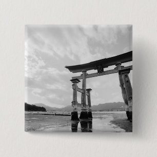 Asia, Japan, Myajima. Torri Gate 2 Inch Square Button