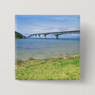 Asia, Japan, Okinawa, Kouri Bridge 2 Inch Square Button