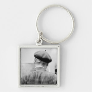 Asia, Japan, Tokyo. Man with Beret, Tokyo Metro Keychain