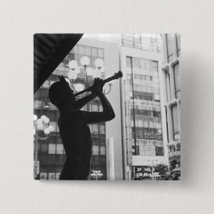 Asia, Japan, Tokyo. Music statue, Shibuyaku 2 Inch Square Button