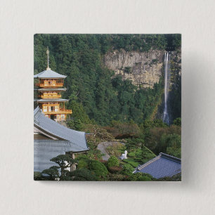 Asia, Japan, Wakayama, Katsuura, Kumano Nachi 2 Inch Square Button