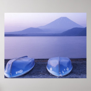 Asia, Japan, Yamanashi, Rowboats on Motosu Lake Poster