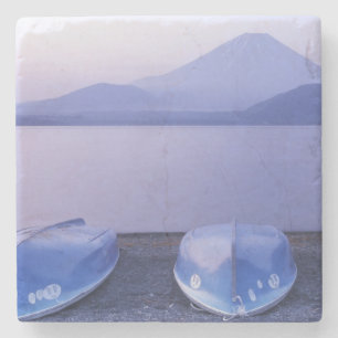 Asia, Japan, Yamanashi, Rowboats on Motosu Lake Stone Coaster