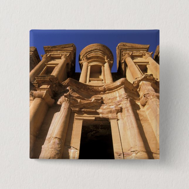 Asia, Jordan, Petra. El Deir, The Monastery. 2 Inch Square Button (Front)