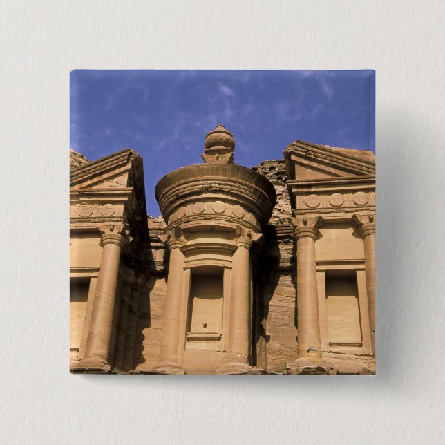 Asia, Jordan, Petra. El Deir, the Monastery. 2 Inch Square Button (Front)