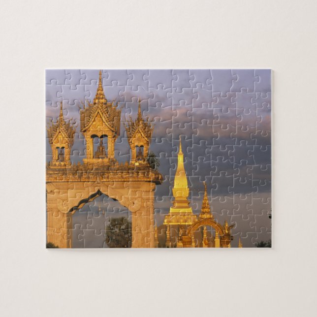 Asia, Laos, Vientiane. That Luang Temple. Jigsaw Puzzle (Horizontal)