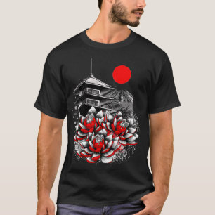 Asia Lotus Flower Koi Japan Temple Geisha T-Shirt