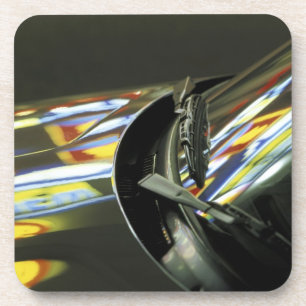 Asia, Malaysia, Melaka. Neon reflections in car Coaster